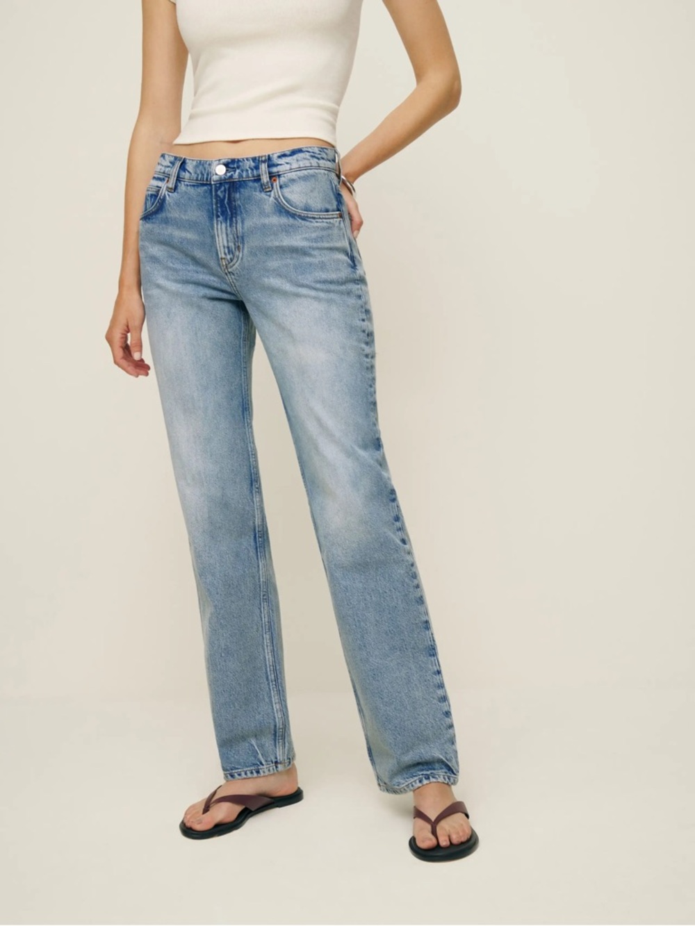 Reformation Light Wash Straight Leg Jeans